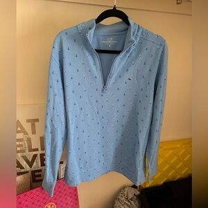 Vineyard Vines Blue Quarter-Zip Shirt
